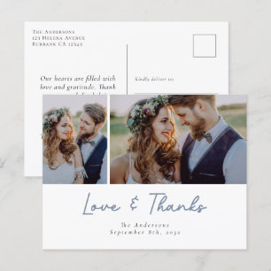 Love & Thanks Photo Wedding Thank You Postcard