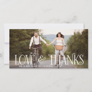 Love & Thanks Retro Script Wedding Thank You Card