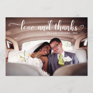 Love & Thanks Romantic Wedding Photo Thank You Card