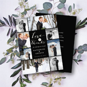 Love & Thanks Script 8-Photo Wedding Design Thank You Card