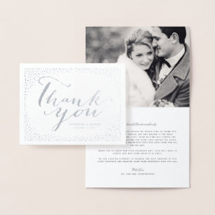 Love & Thanks Script Confetti Wedding Thank You Foil Card