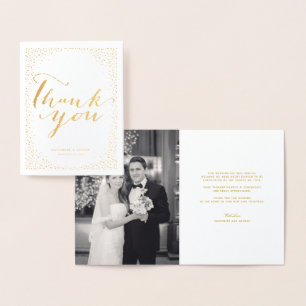 Love & Thanks Script Confetti Wedding Thank You Foil Card
