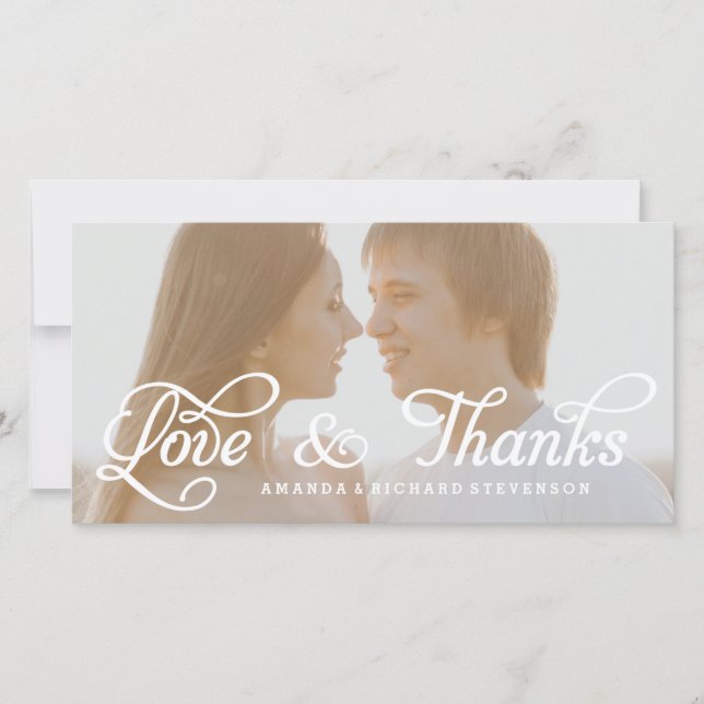 LOVE & THANKS SCRIPT | WEDDING THANK YOU PHOTO (Front)