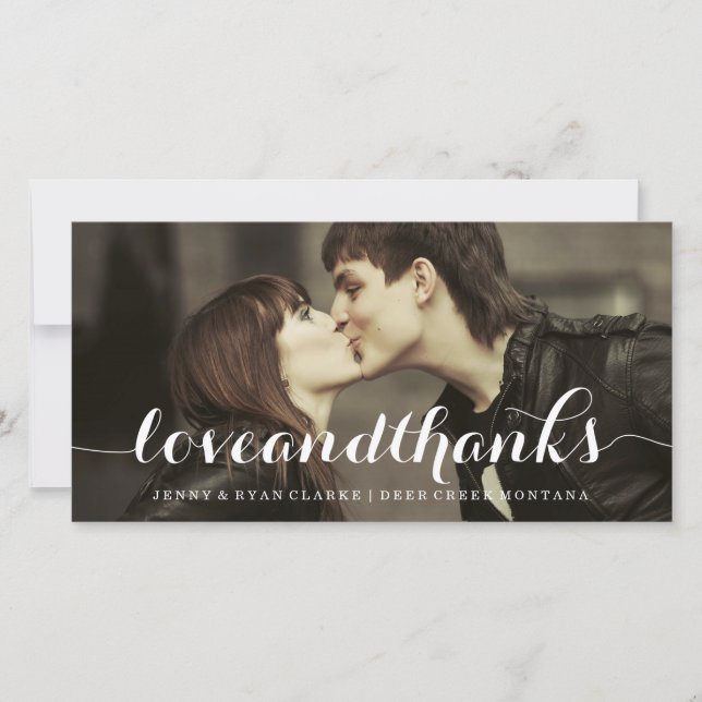 LOVE & THANKS SCRIPT | WEDDING THANK YOU PHOTO (Front)