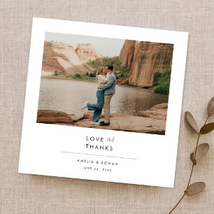 Love & Thanks Simple Modern Newlywed Photo Square Thank You Card