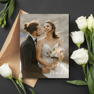 Love Thanks Simple Photo Wedding Thank You Postcard