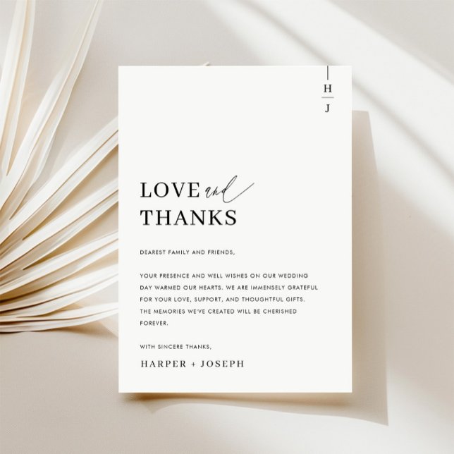 Love & Thanks Simple Wedding Thank You Place Card (Creator Uploaded)