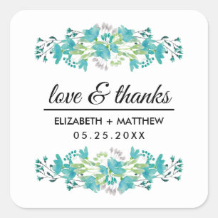 Love & Thanks. Spring Wildflowers Wedding Stickers