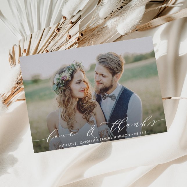 Love & Thanks | Thank You Wedding Photo Card (Creator Uploaded)