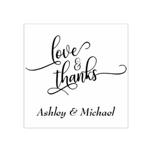 Love & Thanks Typography w/ Your Details Rubber Stamp