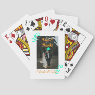 Love & thanks wedding couple photo modern add oran playing cards