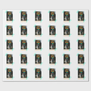 Love & thanks wedding couple photo modern add oran wrapping paper