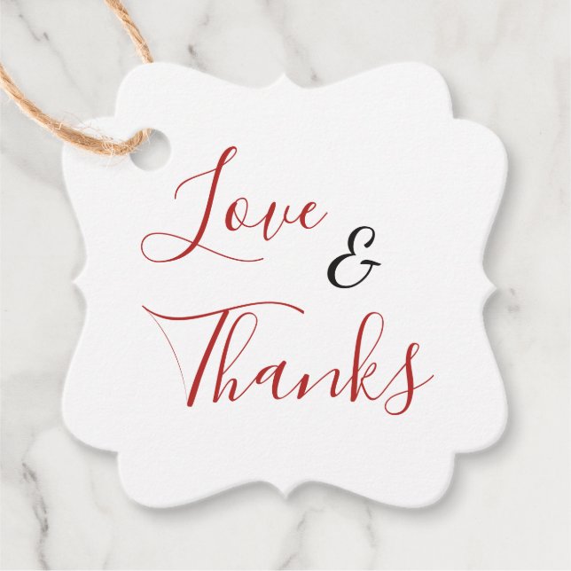 Love & Thanks Wedding Favour Tags (Front)