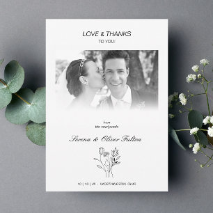 Love & Thanks Wedding Floral Whimsical Script Thank You Card