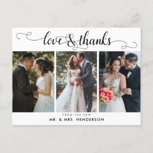 Love & Thanks Wedding Photo Collage Thank You Postcard