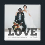 Love Thanks Wedding Photo Favour Thank You  Magnet<br><div class="desc">Cute Love and thanks wedding thank you favour magnets,  featuring one of your favourite wedding or honeymoon photos. Customise these wedding thank you magnets with your photo,  names and wedding date.</div>