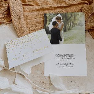 Love & Thanks   Wedding Photo Gold Foil Thank You Foil Card