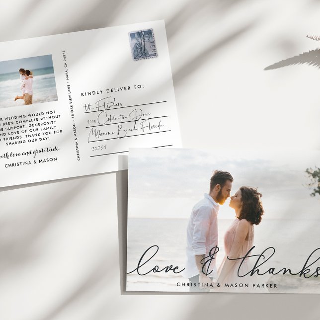 Love & Thanks | Wedding Photo Thank You Postcard (Creator Uploaded)