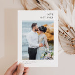 LOVE & THANKS | wedding thank you card<br><div class="desc">A modern design with a photo. You can upload your own image and edit. The text and colours can personalised.</div>