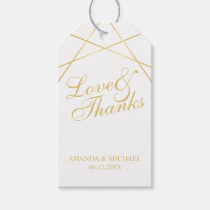 'Love & Thanks' White & Gold Elegant Wedding Favou Gift Tags