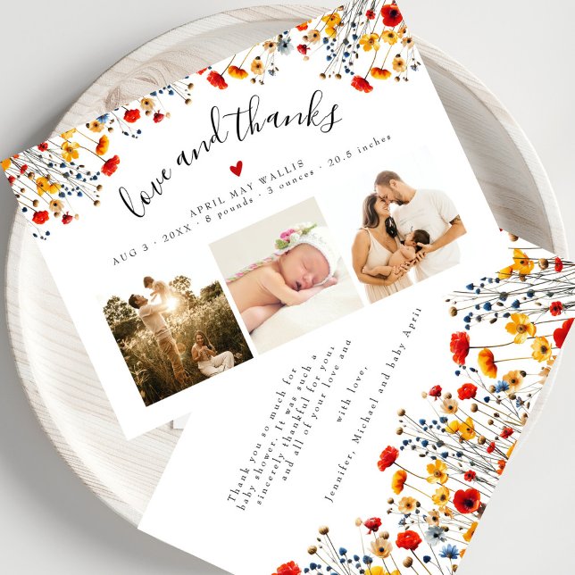 Love&Thanks Wildflower 3 Photo Baby Thank You (Creator Uploaded)