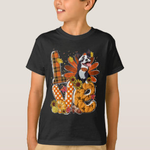 Love Thanksgiving Cute Boston Terrier Turkey Pumpk T-Shirt