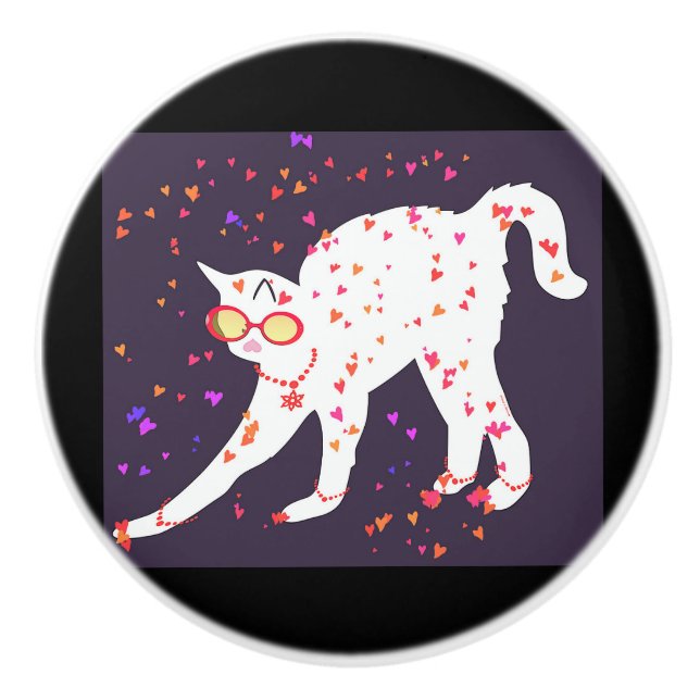 LOVE THAT CAT CERAMIC KNOB (Front)