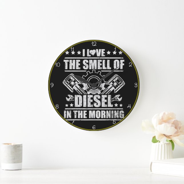 Love That Morning Diesel Smell Large Clock (Home)