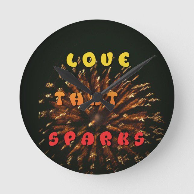 Love That Sparks Abstract Art Design Print Round Clock (Front)