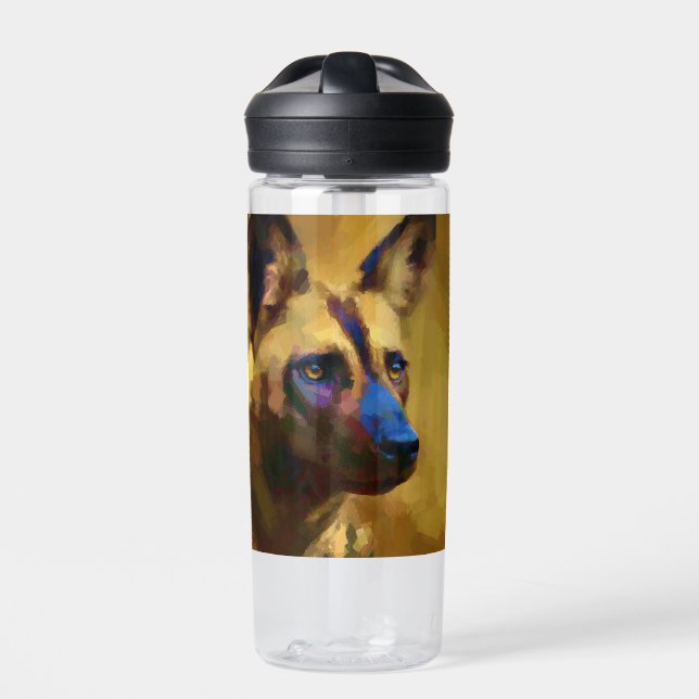 Love the African Wild Dog Animal Water Bottle (Front)
