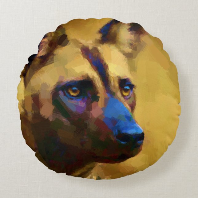 Love the African Wild Dog Round Cushion (Front)