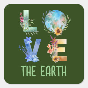 LOVE THE EARTH SQUARE STICKER