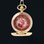 LOVE THE JESTER,CUPID IN RED PINK FLORAL CROWN WATCH<br><div class="desc">Elegant , classic fruits, vibrant Renaissance fine art , masterpiece from Bottega della Robbia ( Florence - Italy ) .Classy round /circle shape photo template  in yellow, black, purple, pink, fuchsia, violet colours with bright 3D  gem stones easily customisable with your photo. Artistic and cool design</div>