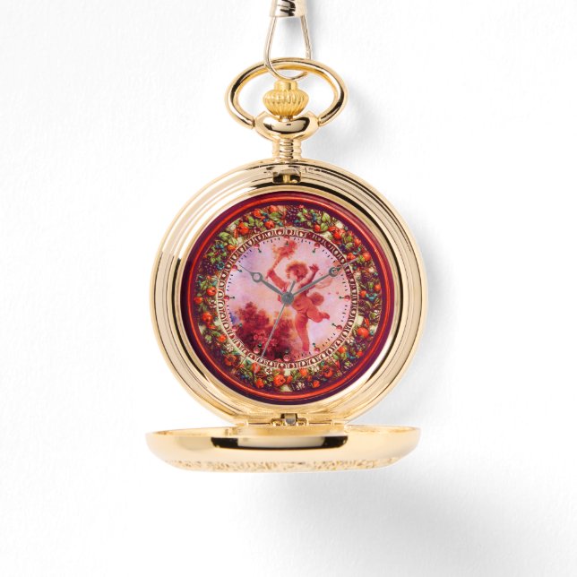 LOVE THE JESTER,CUPID IN RED PINK FLORAL CROWN WATCH (Front)