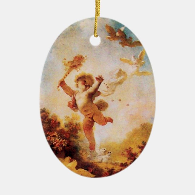 LOVE THE JESTER CUPID MONOGRAM Orange Agatha Ceramic Tree Decoration (Front)
