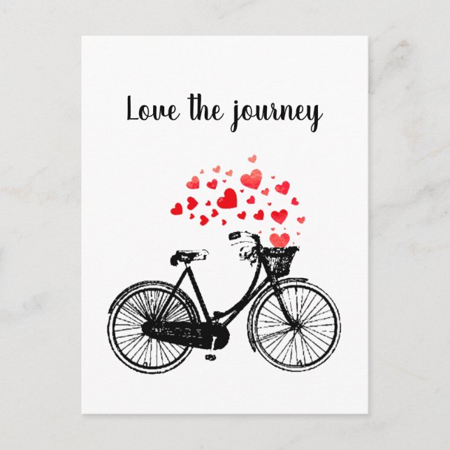 Love the Journey Inspirational Bike with Hearts Postcard (Front)