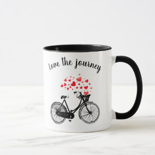 Love the Journey Inspirational Vintage Bike Hearts Mug