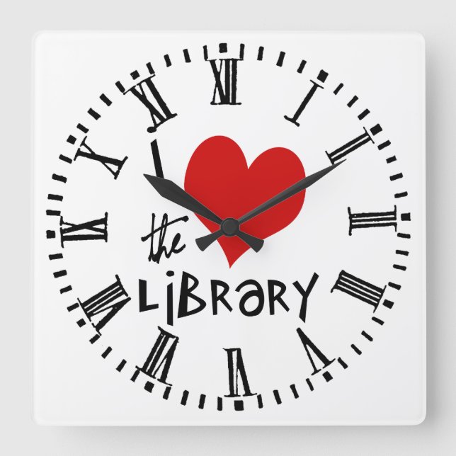 Love the Library Square Wall Clock (Front)