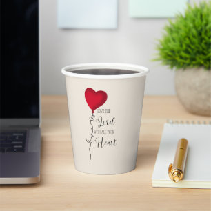 Love the Lord & Heart Balloon Paper Cups