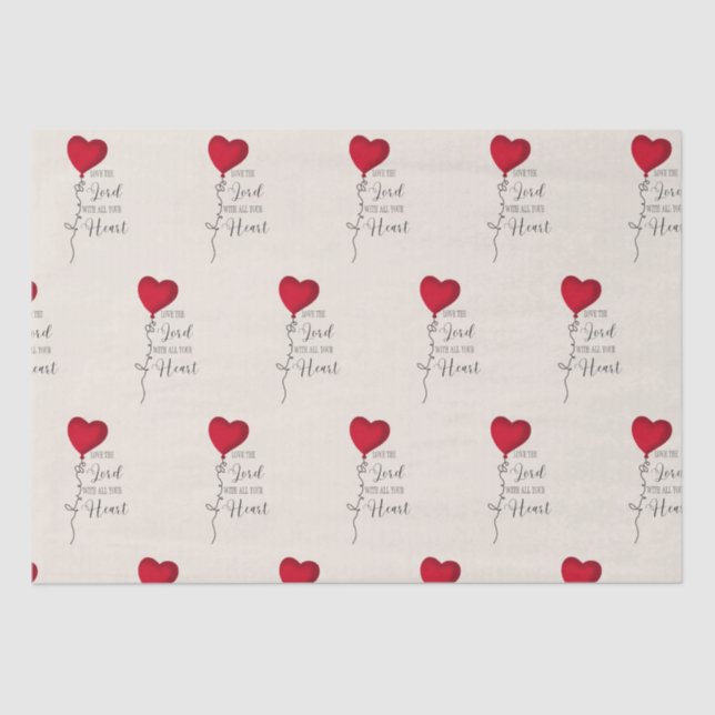 Love the Lord  & Heart Balloon Tissue Paper (Front)