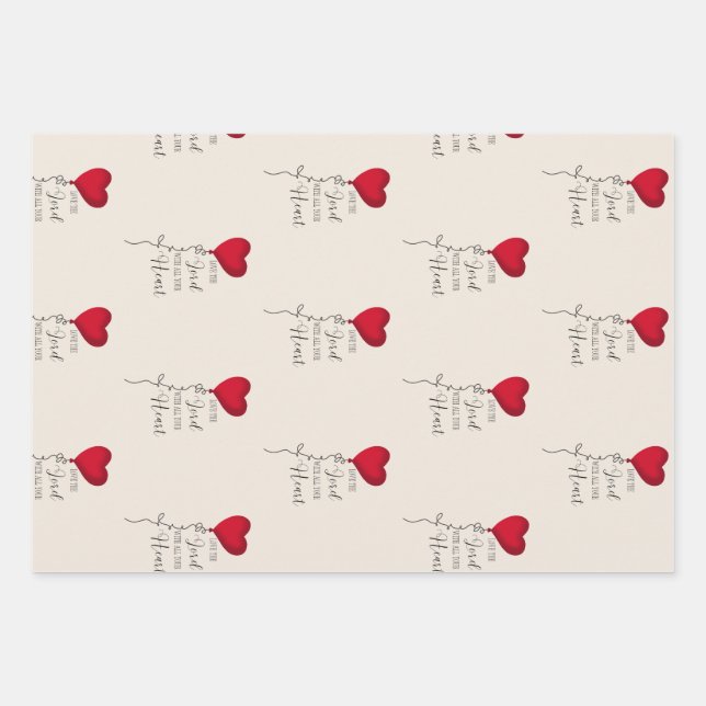 Love the Lord  & Heart Balloon Wrapping Paper Sheet (Front)