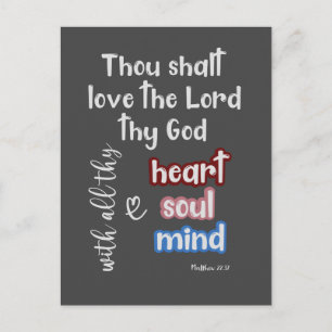 Love the Lord with all thy Heart KJV Bible Verse Postcard