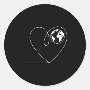 Love the planet earth heart globe minimalist classic round sticker