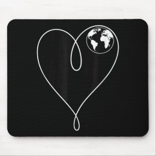 Love the planet earth heart globe minimalist mouse mat