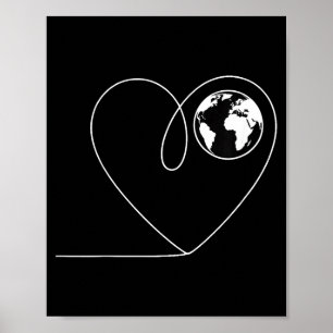 Love the planet earth heart globe minimalist poster