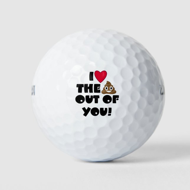 Love The Poop Emoji Golf Balls (Front)