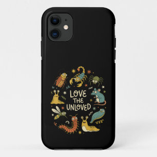 Love The Unloved Cute Cartoon Insects Funny Quote iPhone 11 Case