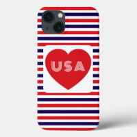 Love the USA Patriotic Red White Blue Fun Heart Ca