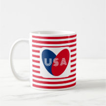 Love the USA Patriotic Red White Blue Fun Heart