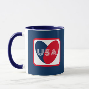 Love the USA Patriotic Red White Blue Simple Heart Mug